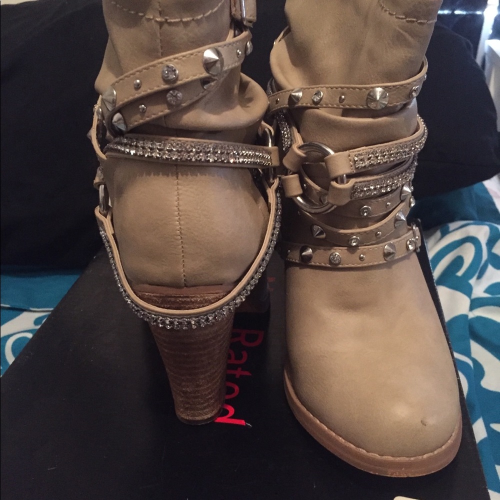 Cream Stud Booties - image 4